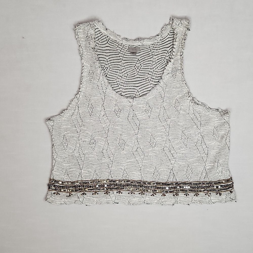 Urban Outfitters Ecote Embellished Beaded Tank Top Women’s Large Gray Cropped Ra